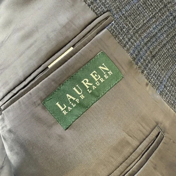 Ralph Lauren Blazer Jacket Mens 44S Gray Blue Plaid Sport Coat Wool Academia - Picture 4 of 13